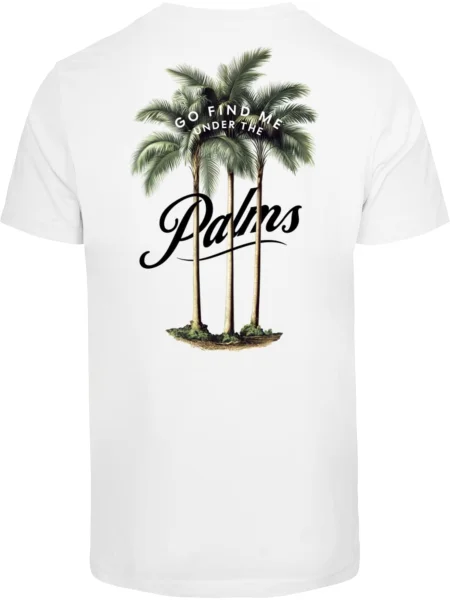 Mister Tee Majica Three Palms ecru / temno zelena / črna bela