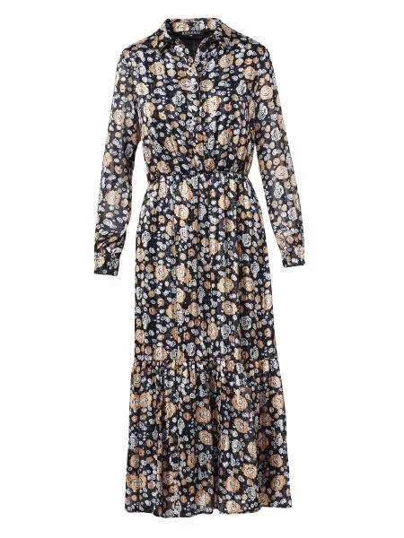 KOROSHI Rochie tip bluză mov deschis / portocaliu / negru coajă de ou alb