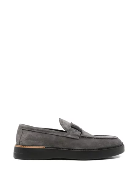 Pantofi loafer John Harrison din piele de căprioară cu autograf gri