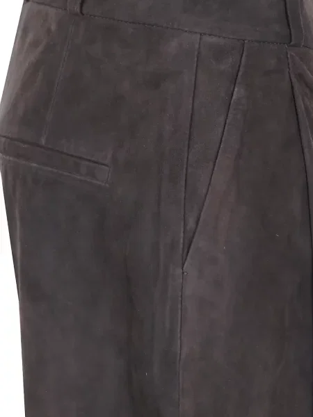 Pantaloni The Jackie Leathers din piele de căprioară maro
