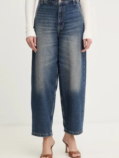 Guess jeansy high waist granatowe