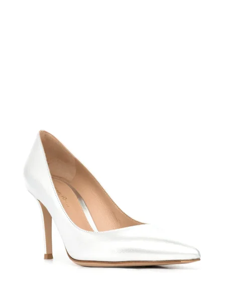 Pantofi cu toc Gianvito Rossi din piele argintiu
