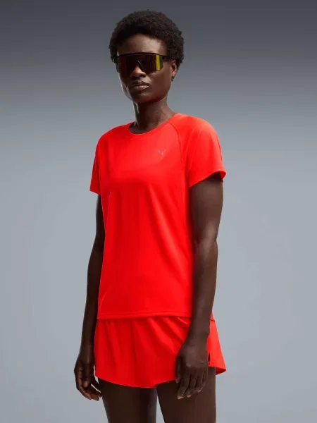 Спортивна футболка PUMA Run Velocity Tee W poly комбінований верх червоний