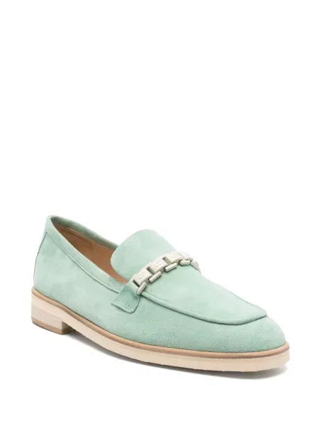 Pantofi loafer Casadei din piele de căprioară verde