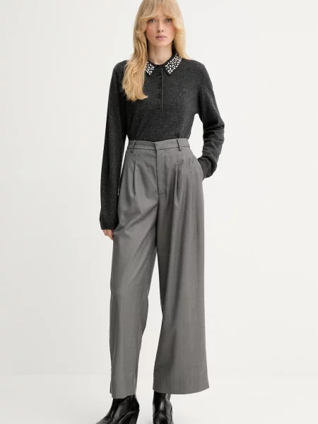 Вовняний светр Gestuz легкий сірий