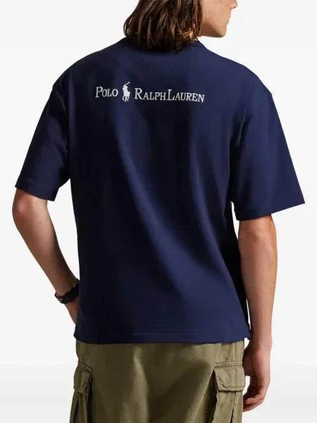 Плисирана шапка с козирки Polo Ralph Lauren на райета кепър синьо