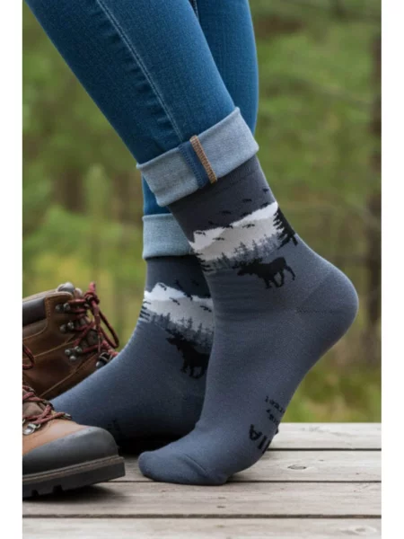 Sokisahtel Șosete FOREST cotton socks with a fun message' gri