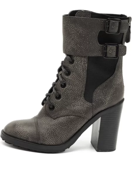 Botine Tory Burch din piele cu cataramă gri