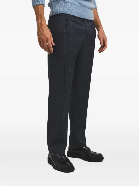 Pantaloni Cesar Casier de lână în carouri albastru