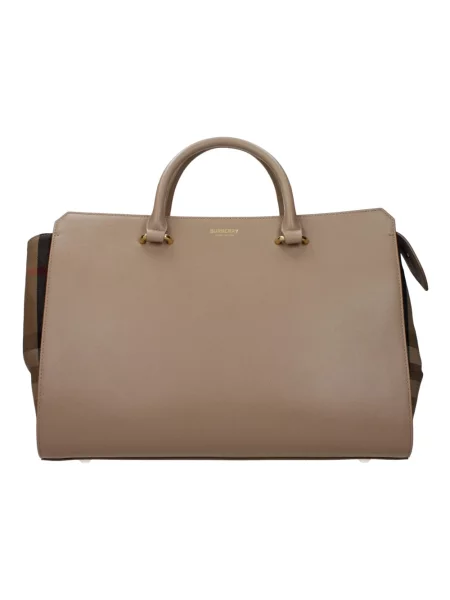 Pikowana torebka skórzana Burberry skórzana brązowa