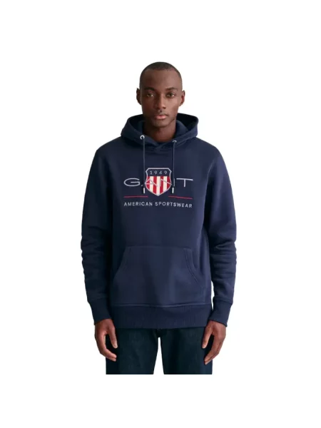 Gant bluza granatowy z kapturem z aplikacją niebieska