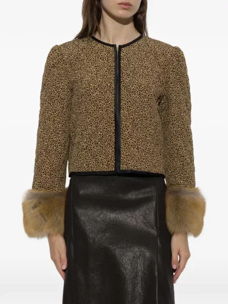 Raštuotas striukė Valentino Garavani leopardinis su kailiu