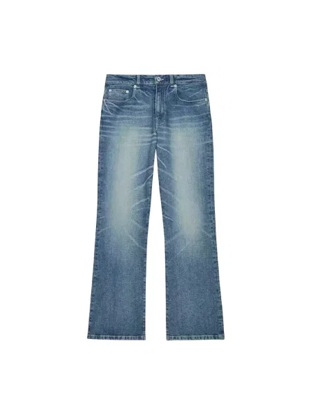 Jeansy Kenzo z przetarciami o krotszym kroju niebieskie