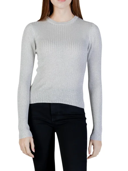 Pulover Jacqueline De Yong cu mâneci lungi lung gri