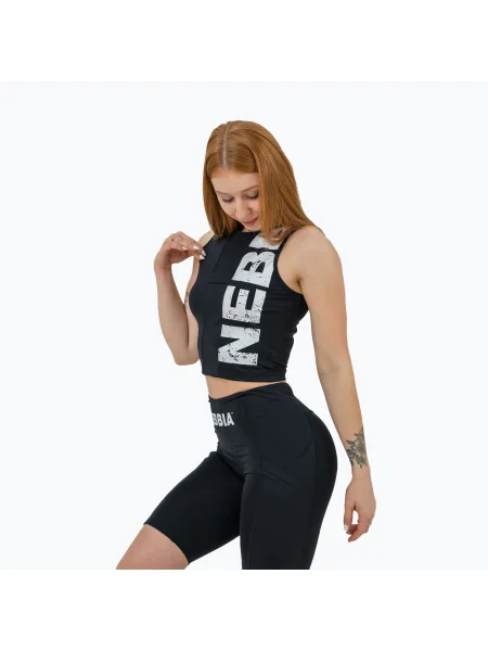 Top de antrenament pentru femei NEBBIA Snatched black negru