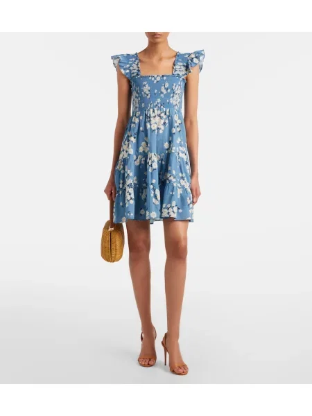 Rochie Rixo cu model floral albastru