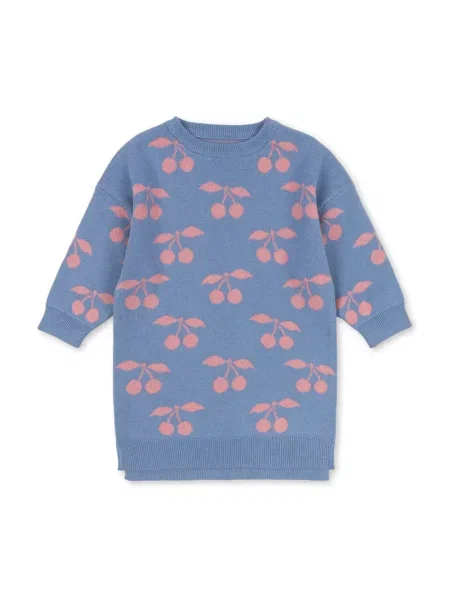 Konges Sløjd Dětské šaty LAPIS KNIT DRESS GOTS fialové