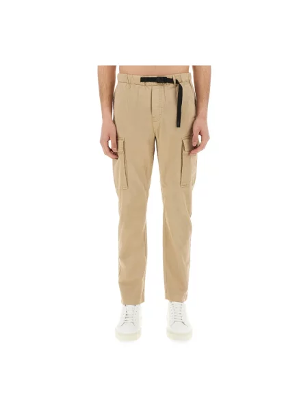 Spodnie cargo Woolrich z paskiem beżowe