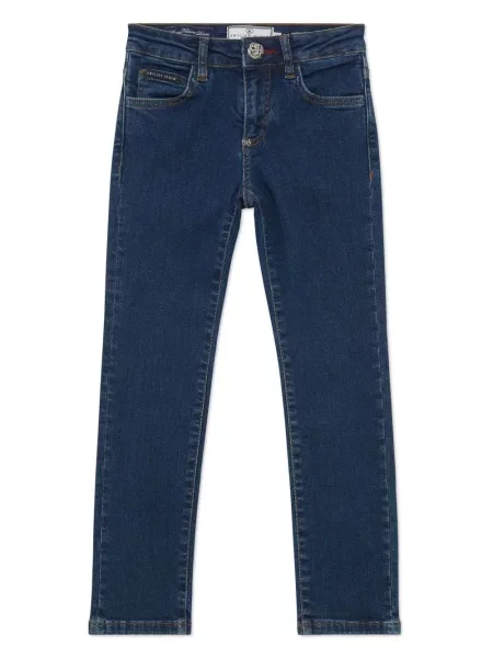 Jeansy straight leg dziecięce Philipp Plein niebieskie