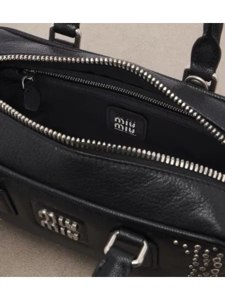 Top Miu Miu din piele cu tepi negru