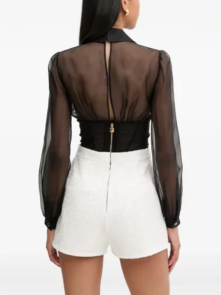 Salopetă scurtă Elisabetta Franchi din organza negru
