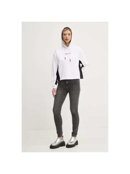 Karl Lagerfeld Jeans bluza z kapturem z nadrukiem biały