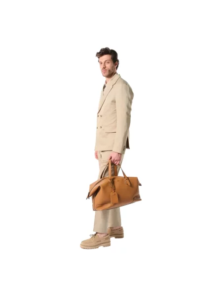 Torba podróżna Lancel skórzana brązowa