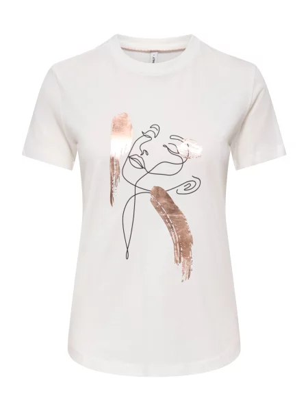 ONLY Tricou ONLKITA auriu roz / negru / murdar alb