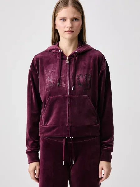 Juicy Couture rozepínací mikina s kapucí velurová OLD GOTHIC ICCLE