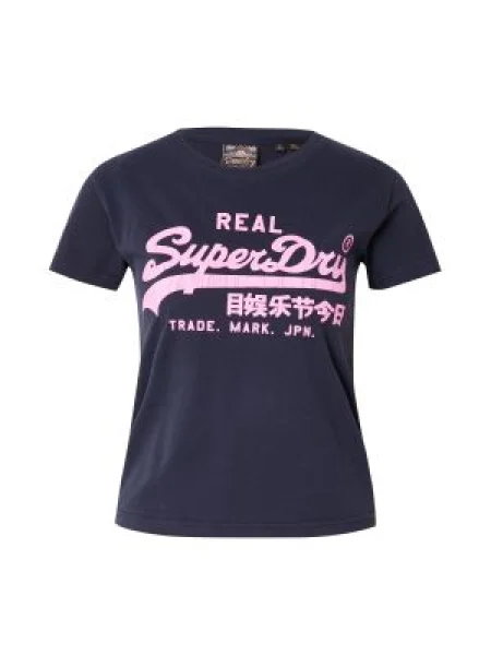 Superdry Tricou bleumarin / mov neon