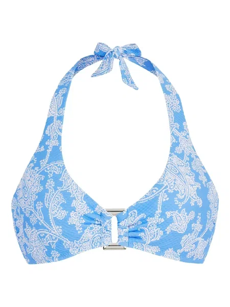 Top Heidi Klein cu gât halter albastru