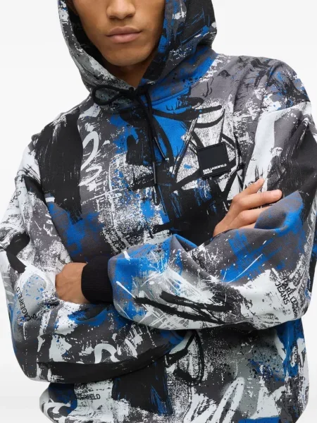 Hoodie Karl Lagerfeld Jeans με σχέδιο με αφηρημένο print γκρι