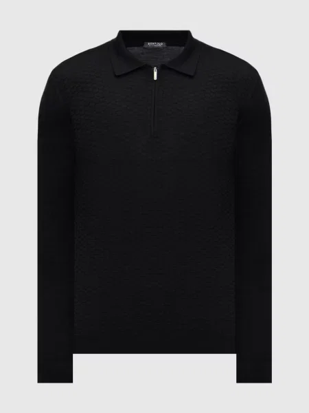 Поло з вовни та шовку Bertolo Cashmere чорне