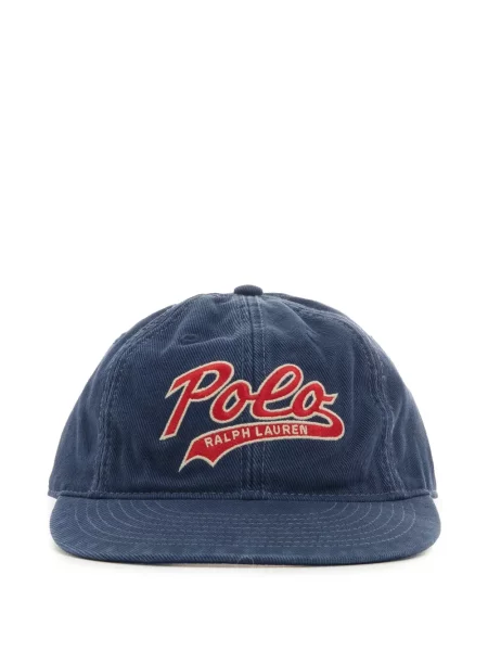Krótka czapka z daszkiem Polo Ralph Lauren z twillu z nadrukiem brązowa