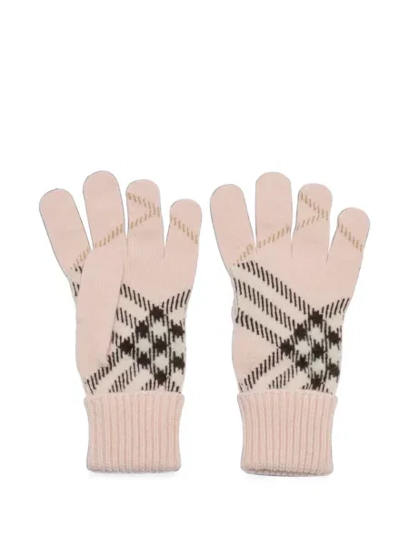 Mănuși Burberry din cașmir în carouri roz