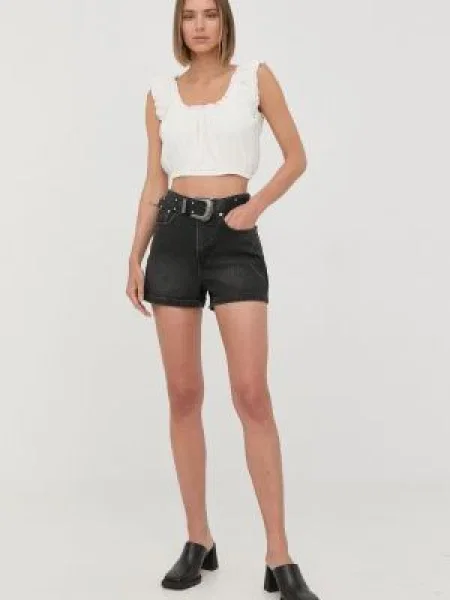 The Kooples Pantaloni scurți | Mom Fit | high waist negru