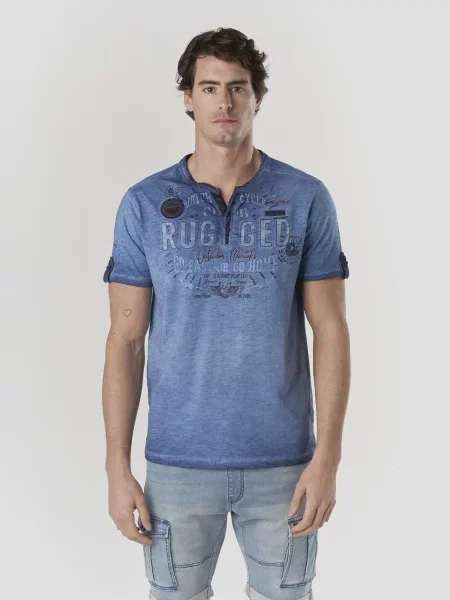 KOROSHI Majica progasto modra / vinsko rdeča