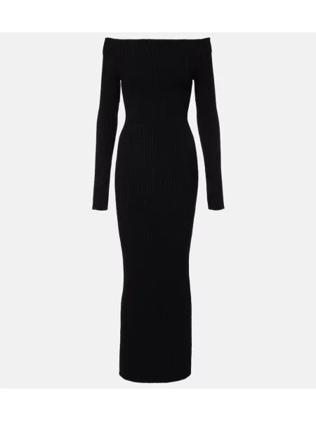 Rochie maxi Max Mara de lână de costum negru