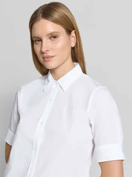 Bluzka koszulowa o kroju oversized z czystej bawełny model The Summer Shirt' Hugo biała