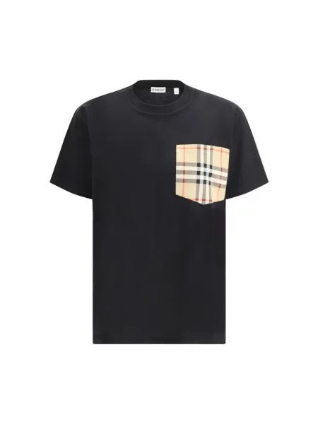 Koszulka Burberry w kratę z okrągłym dekoltem czarna
