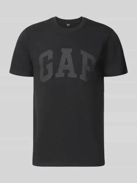 T-shirt z logo i okrągłym dekoltem Gap czarna