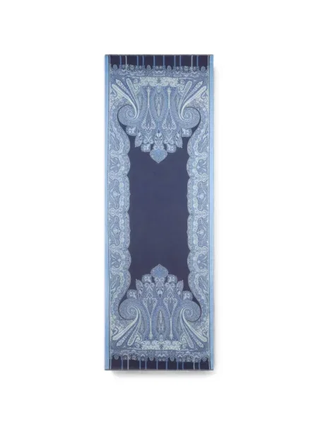 Fular Etro din cașmir cu model paisley albastru