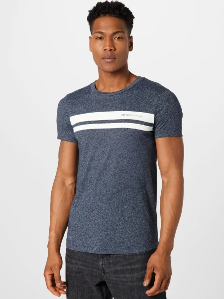 TOM TAILOR DENIM Tricou alb / albastru marin