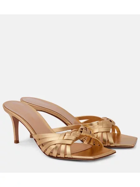 Papuci tip mules Gianvito Rossi din piele auriu