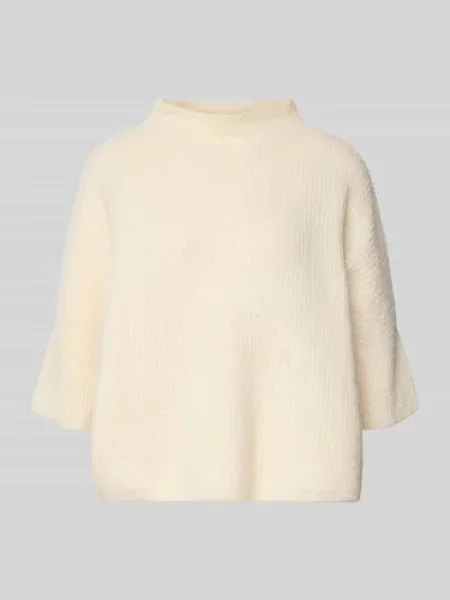 Sweter z dzianiny z mieszanki wełny z alpaki ze stójką model ‘Talene’ Someday biały