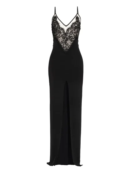 Rochie maxi Nissa din dantelă de costum negru