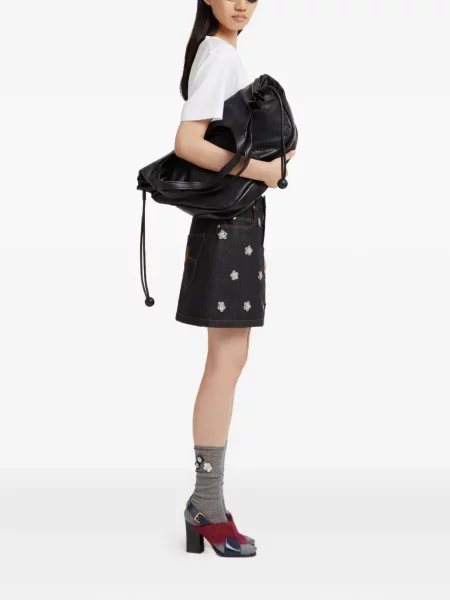 Mini fustă din denim Marni cu aplicații mini albastru