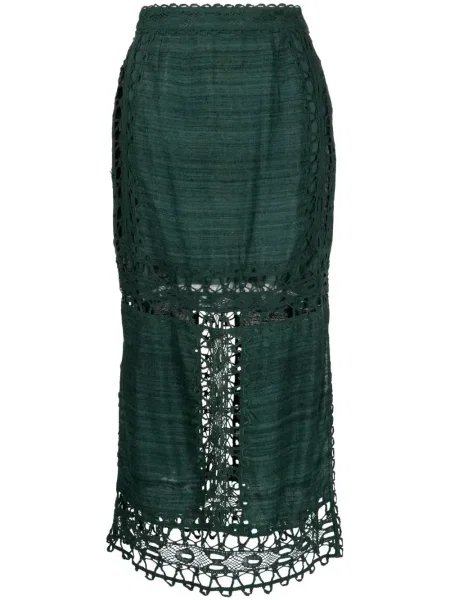 Fustă Ulla Johnson din dantelă verde