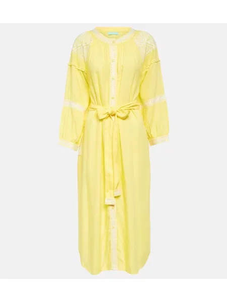 Rochie midi Melissa Odabash cu broderie până la genunchi de costum galben
