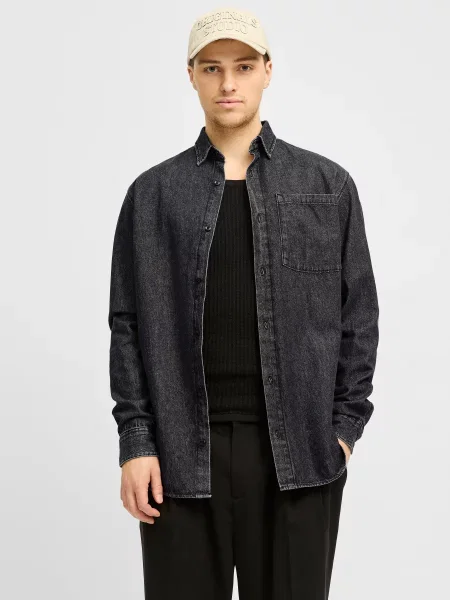 Сорочка JACK & JONES бавовна/перероблена чорний